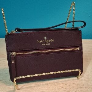 Kate Spade New York Saffiano Leather Wristlet In Merlot with Gold Accents
